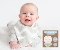 Soothie Bibs with Pacifier incorporated - Pink Chevron - Woombie Main Image