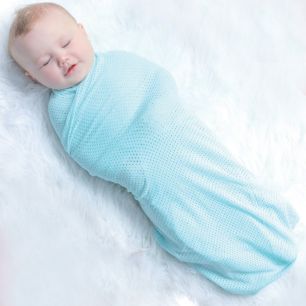 AirWrap Blankets, Washcloths & Hair Towels - Woombie Blue Wrap Sleeping Baby