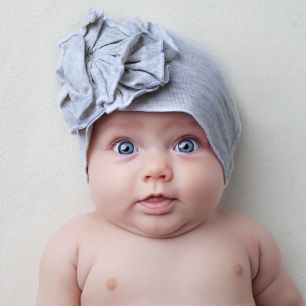Gray - Eco Cotton Flower Baby Hats - Woombie