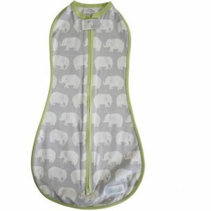 Original Lightweight and Breathable Swaddle Stardust Gray Elephant Green Trim