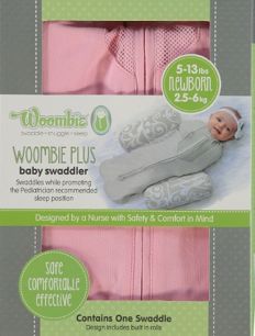 Woombie Plus Baby Swaddler 5-13 Lbs Pink Swaddle