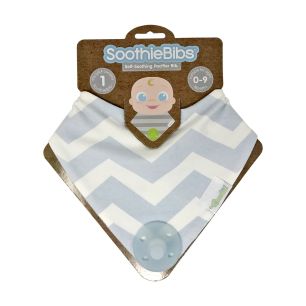 Soothie Bibs with Pacifier incorporated - Blue Chevron - Woombie Main Image