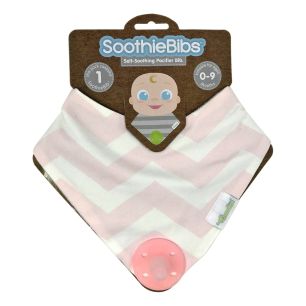 Soothie Bibs with Pacifier incorporated - Pink Chevron - Woombie Main Image