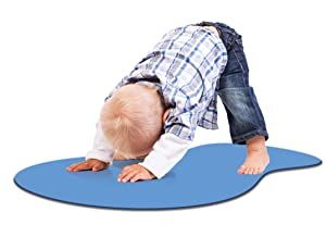 Yoga Tot™  Bright Blue/Gray Base | Baby Yoga & Diaper changing Mat pack 4 - Woombie