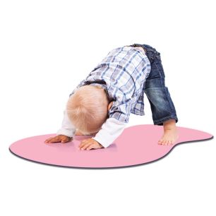 Yoga Tot™  Bright Pink/Gray Base | Baby Yoga & Diaper changing Mat pack 4 - Woombie