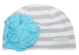 Woombie Cotton Flower Hats | Striped Hat Aqua Flower