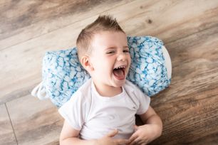 Blue Lanterns - Lolli Lounger Pillow with Protective Removable cover - Woombie