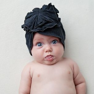 Black - Eco Cotton Flower Baby Hats - Woombie