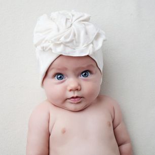 Cream - Eco Cotton Flower Baby Hats - Woombie