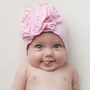 Pink - Eco Cotton Flower Baby Hats - Woombie Main