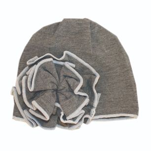 Metro (Gray) Flower - Bamboo Flower Mod Hats | Baby flower beanie - Woombie Main