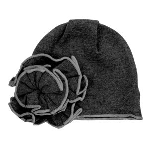 Rockstar (Black) Flower - Bamboo Flower Mod Hats | Baby flower beanie - Woombie