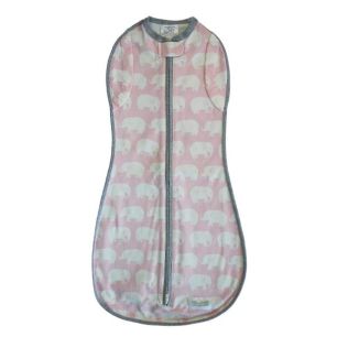 Convertible Woombie - Pink Elephant Sleeper | Zipper Swaddle Main