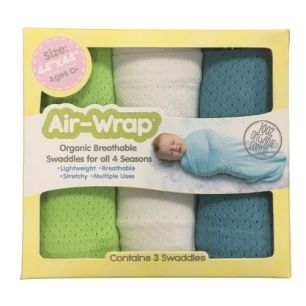 Med Blue/White/Lime - AirWrap Blankets, Washcloths & Hair Towels